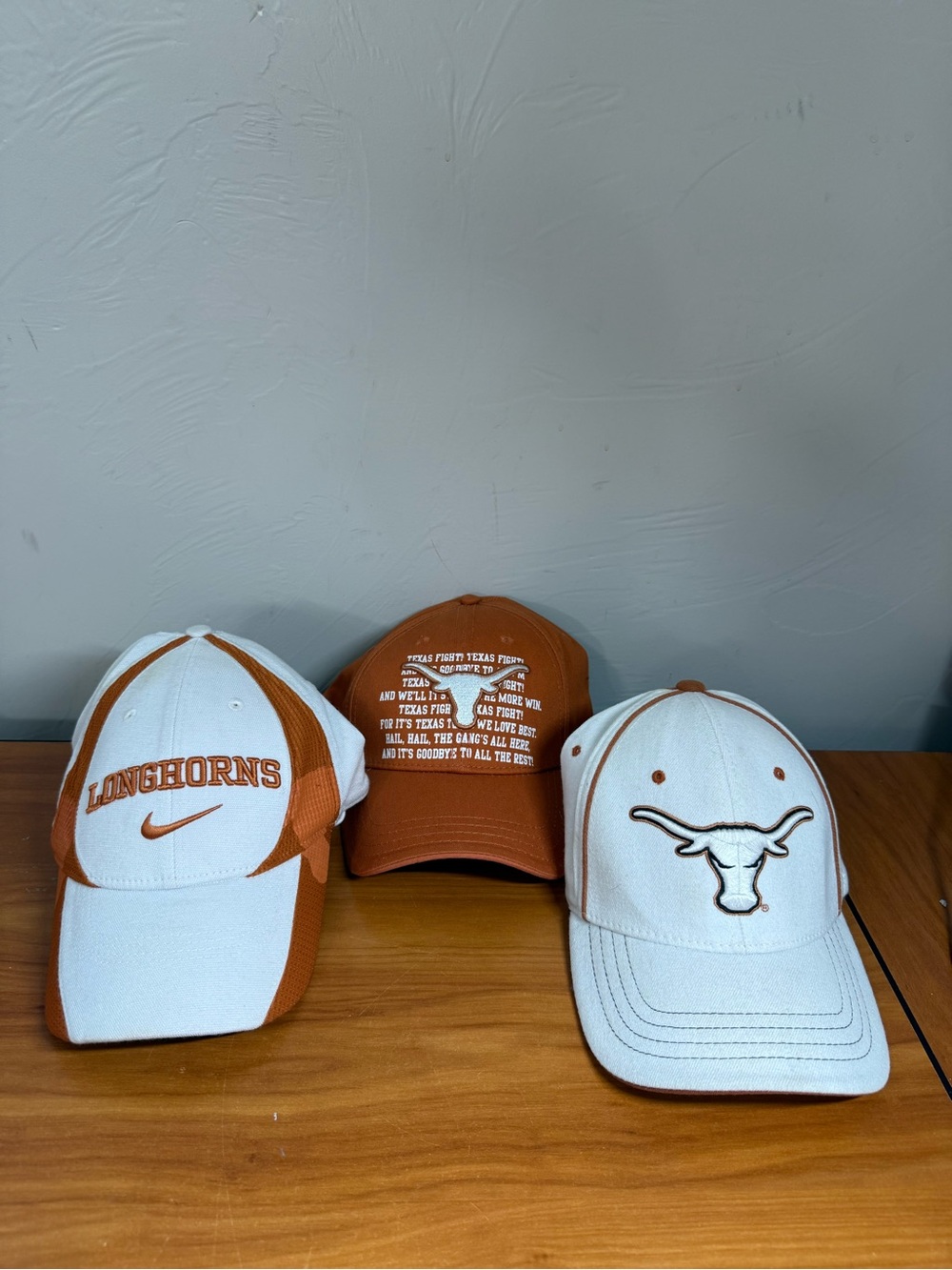 Bundle of 3 Texas Longhorns Mens Adjustable Ball Cap Hats Assorted Brands